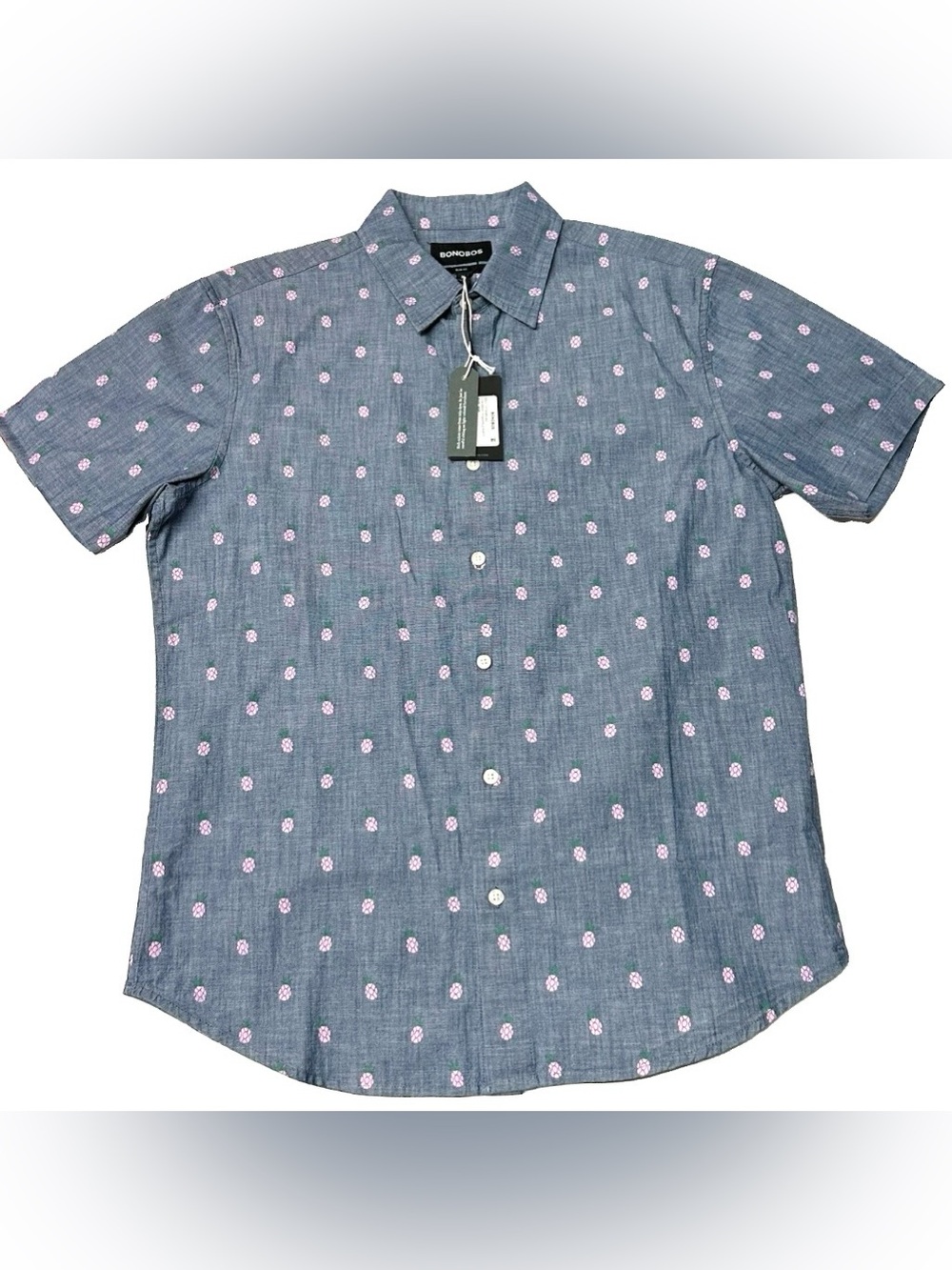 NWT Bonobos Chambray Pineapple Party Short Sleeve Shirt Size Medium